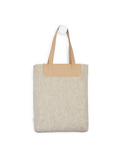 Duurzame shopper LIN handgemaakt van gerecycled wolvilt  beige met handvatten van vegan appelleer