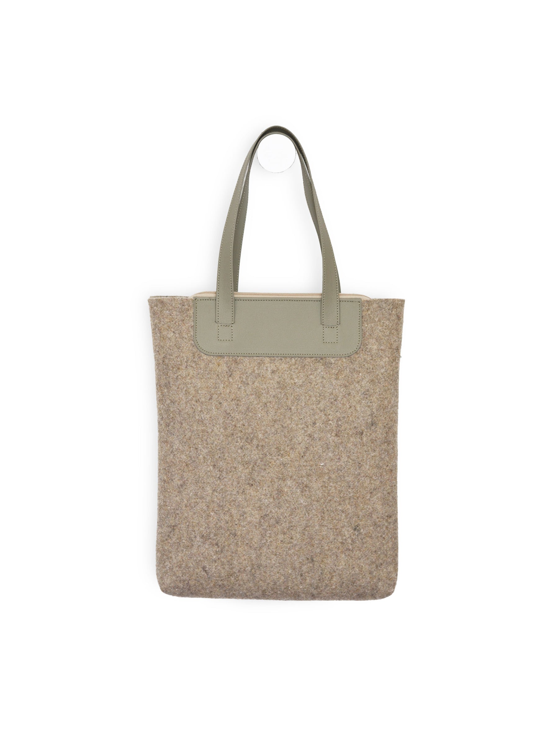 Duurzame shopper van gerecycled wolvilt taupe