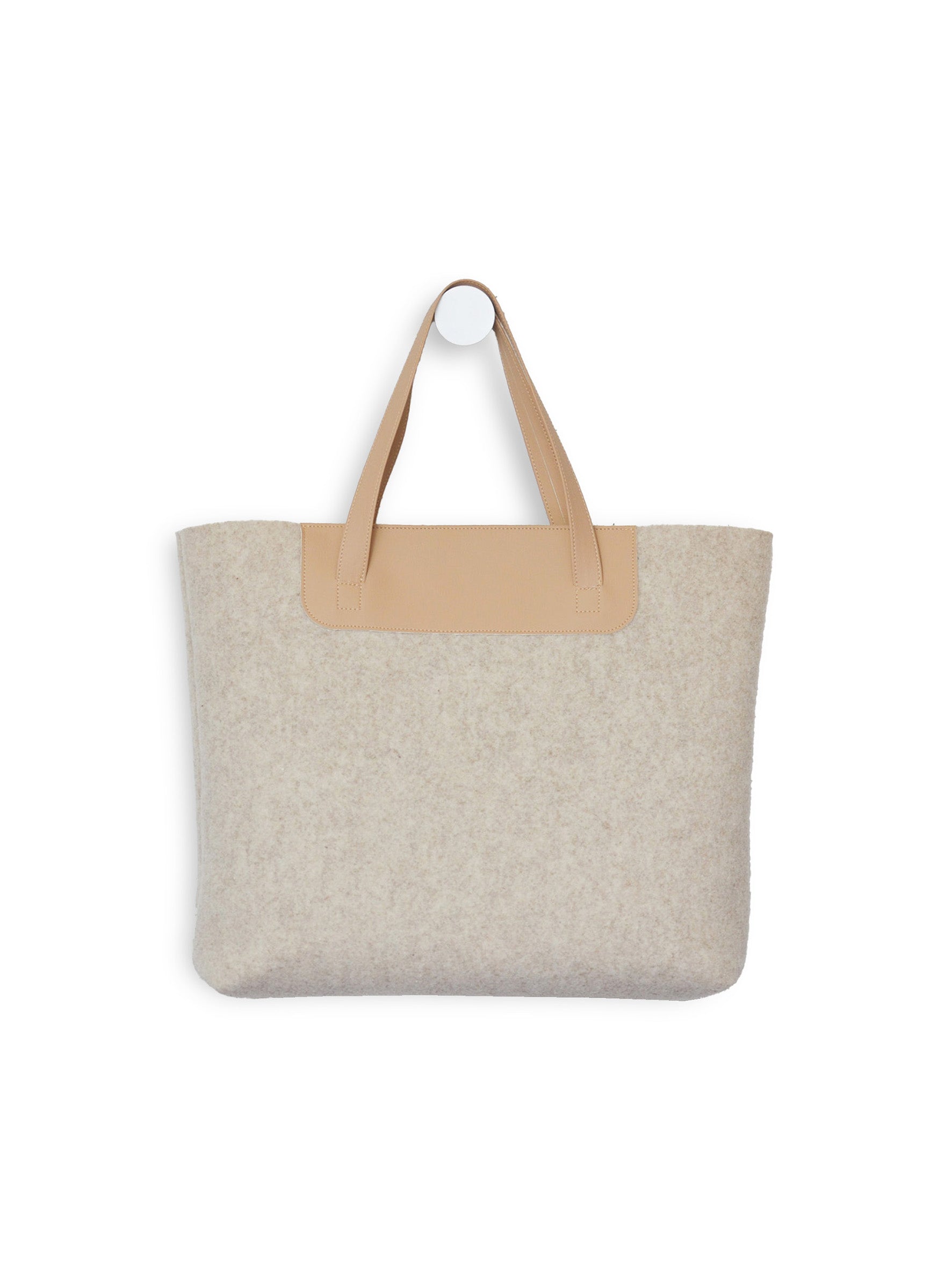 Duurzame shopper Marly handgemaakt van gerecycled wolvilt beige 