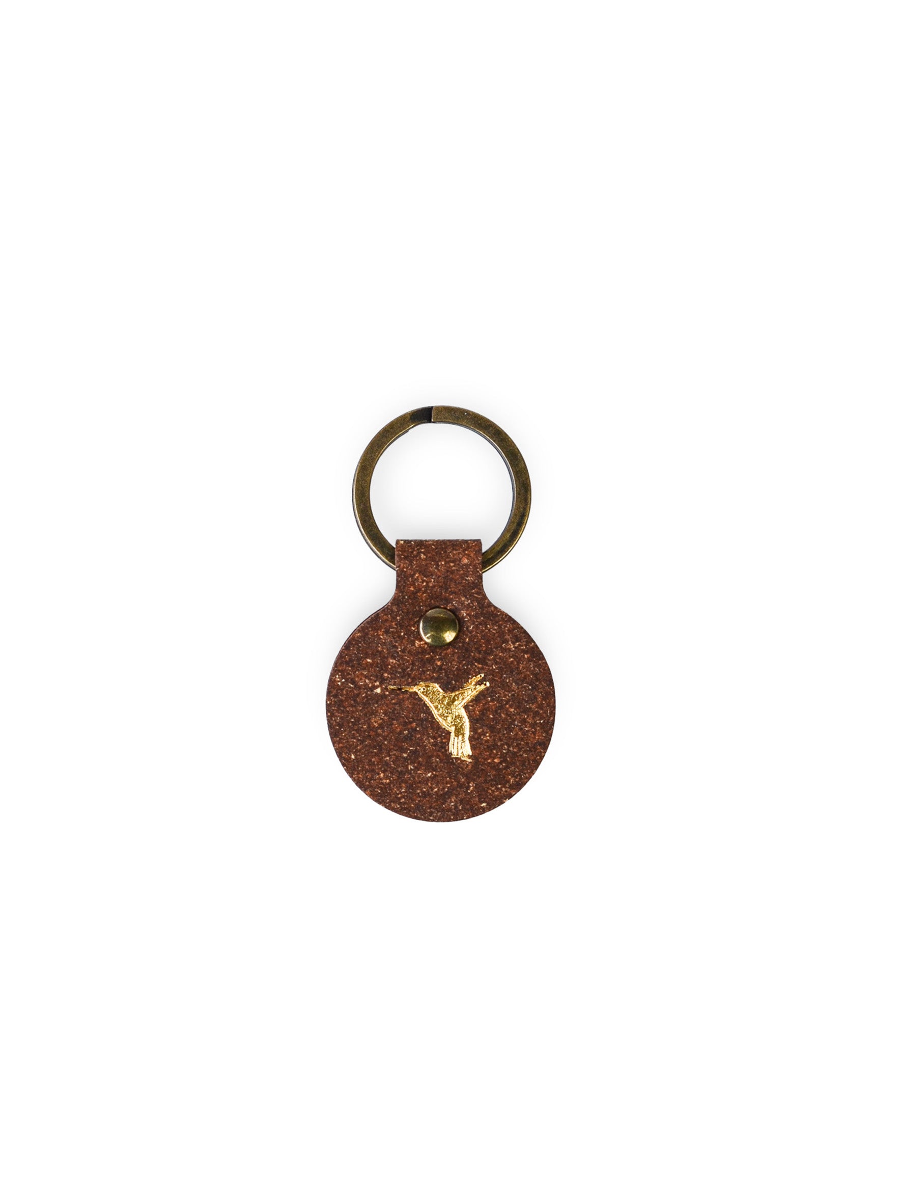 Sleutelhanger BIRD van gerecycled leerafval-bruin